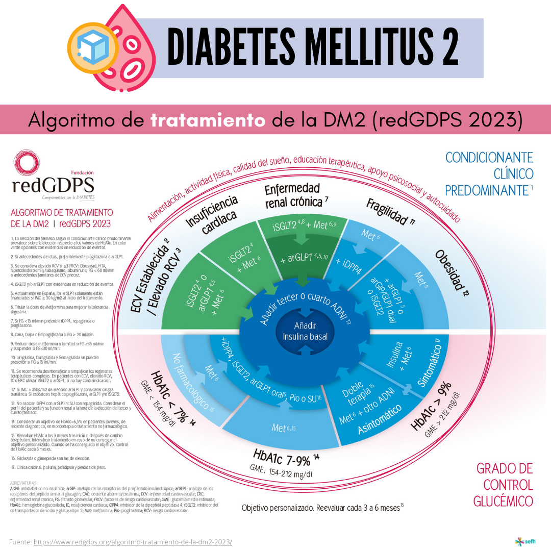 Algoritmo de tratamiento de la diabetes mellitus tipo 2 y de manejo de la hiperglucemia en pacientes con DM2 y fragilidad (redGDPS 2023)